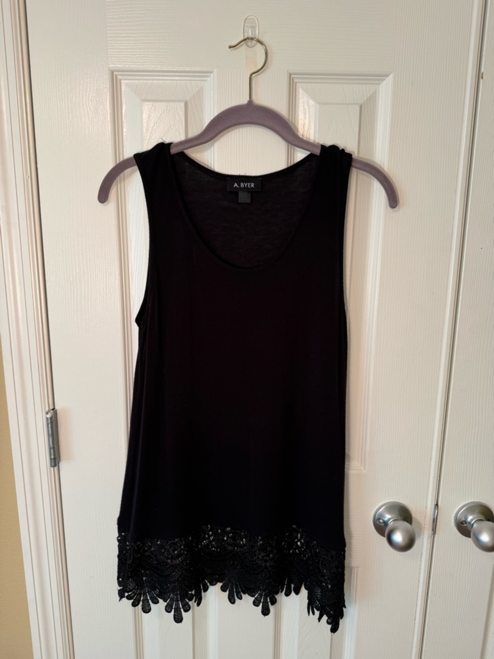 A. Byer Black Sleeveless Tank with Lace Trim